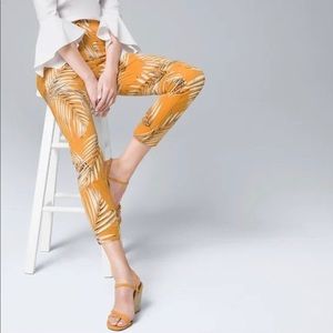 NWT White House Black Market gold palm cropped pants